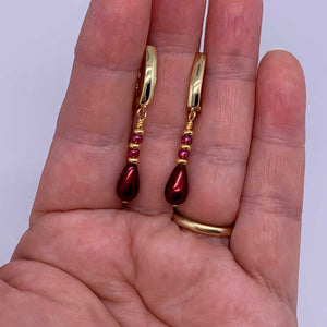 gold huggie red drop earring nz