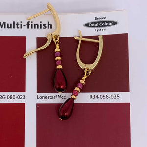 gold huggie red drop earring nz