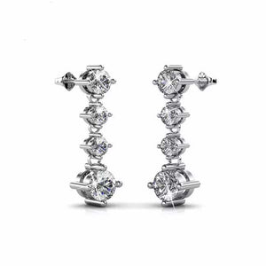 crystal silver bridal evening earrings for women