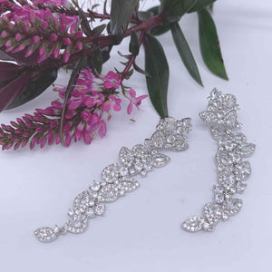 silver long drop dangle bridal earrings