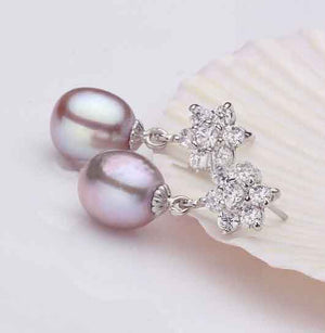 pearl silver drop earrings