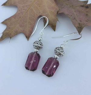 amethyst crystal drop earrings silver women