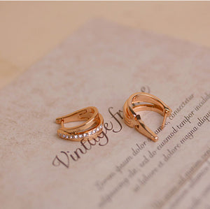 rose gold huggie crystal earrings