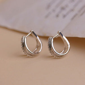 silver crystal huggie earrings for women