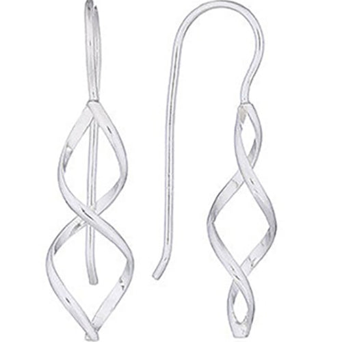 silver twist dangle earrings