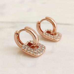 rose gold huggie earrings crystal for women
