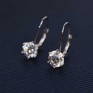 moissanite leverback earrings silver bridal evening