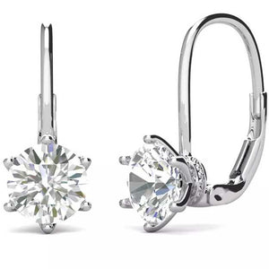 moissanite leverback earrings silver bridal evening
