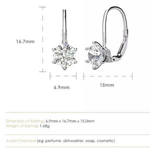moissanite leverback earrings silver bridal evening