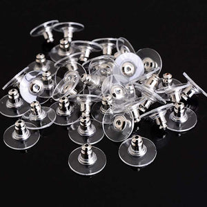 silver silicone comfort fit earring backs