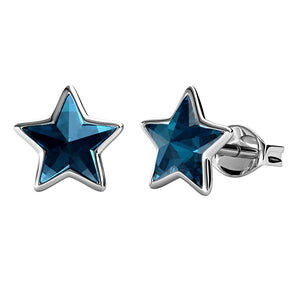 blue crystal star silver necklace for women girls