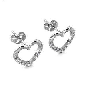 frenelle Jewellery silver heart crystal earrings