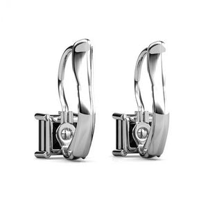 18K White Gold Leverback Crystal Earrings "Tipene" (Black)