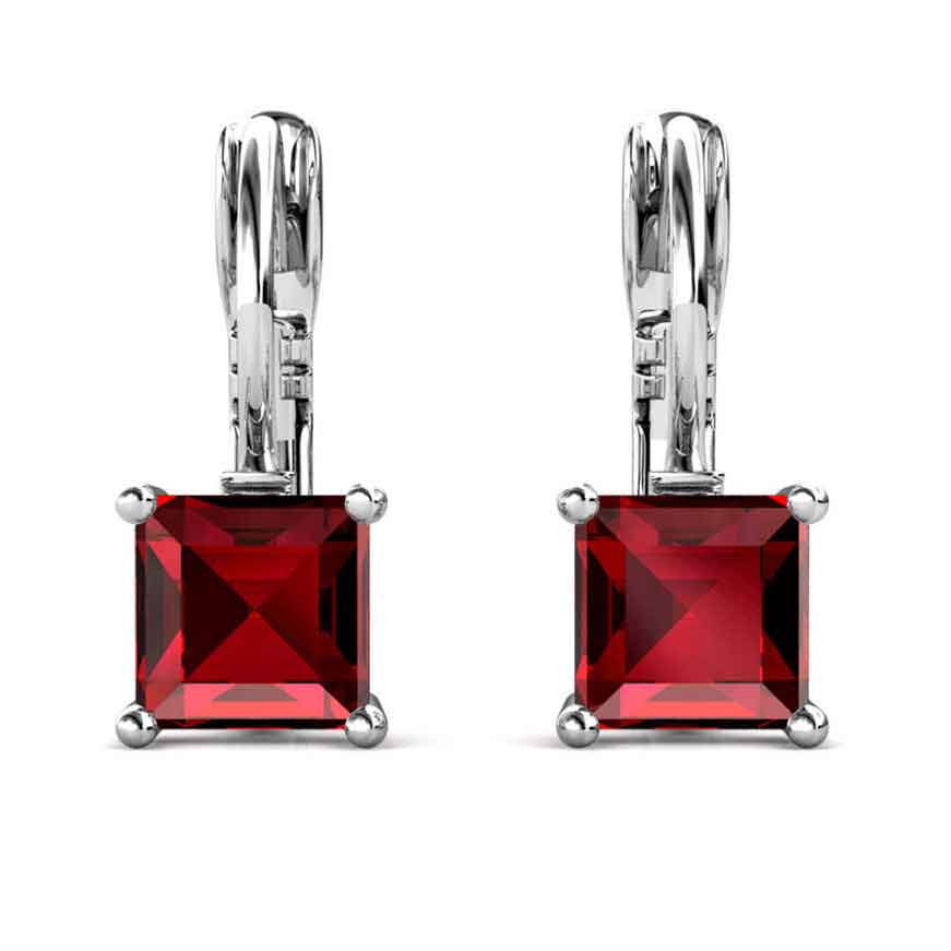 silver red earrings