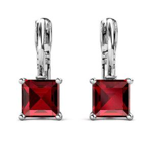 silver red earrings leverback