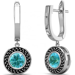 jewellery set silver aqua swarovski