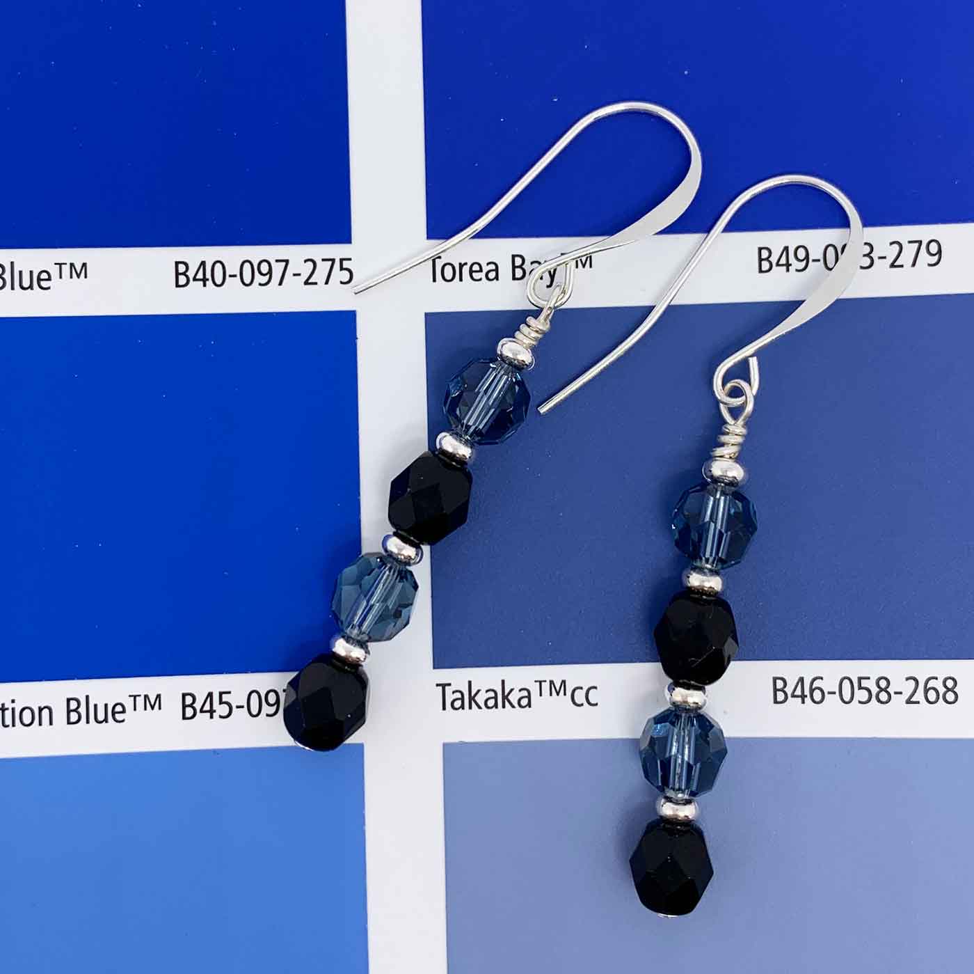 silver drop blue earrings jewellery frenelle nz