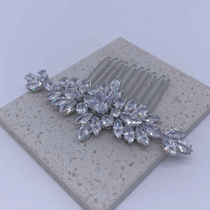 silver crystal hair comb jewellery