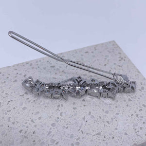 silver crystal barrette hair clip