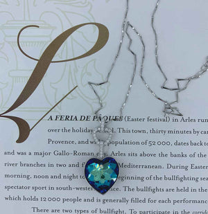 blue crystal heart necklace pendant jewellery