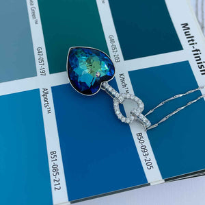 blue crystal heart necklace pendant jewellery