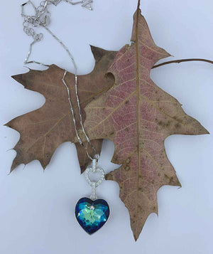 blue crystal heart necklace pendant jewellery