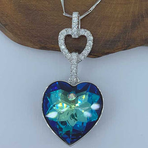 blue crystal heart necklace pendant jewellery
