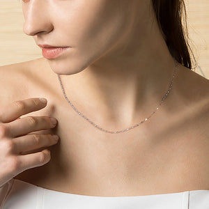 925 Sterling Silver cable chain with Square Beads Necklace