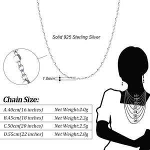 925 Sterling Silver cable chain with Square Beads Necklace
