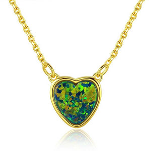 gold opal heart necklace jewellery green