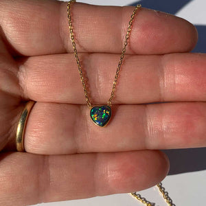 gold opal heart necklace jewellery green