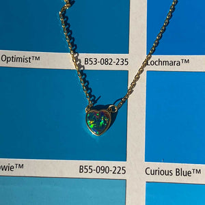 gold opal heart necklace jewellery green