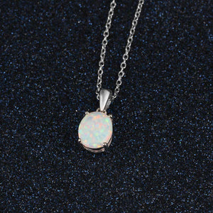 925 Sterling Silver Necklace with Opal "Coralie" (White)