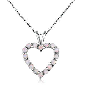 opal silver heart necklace jewellery nz