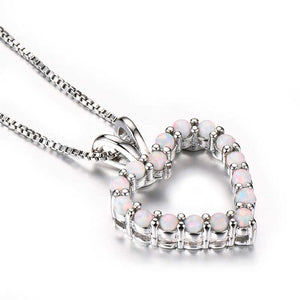 opal silver heart necklace jewellery nz