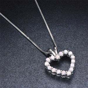 opal silver heart necklace jewellery nz