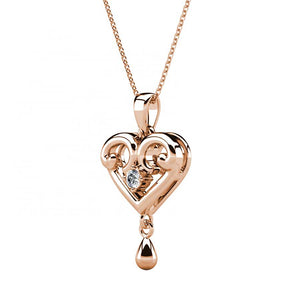 rose gold crystal heart necklace for women