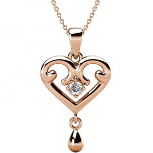 rose gold crystal heart necklace for women