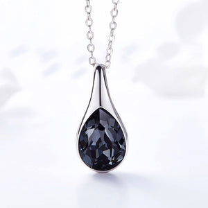 black crystal silver jewellery set