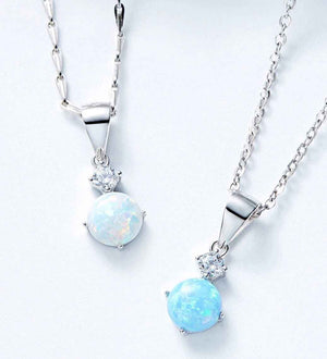 opal necklace silver and blue