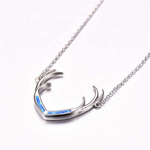 stag deer antlers opal silver nz necklace pendant