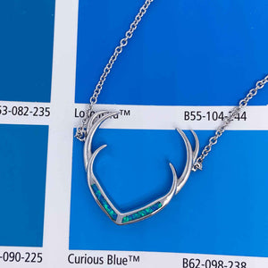 stag deer antlers opal silver nz necklace pendant