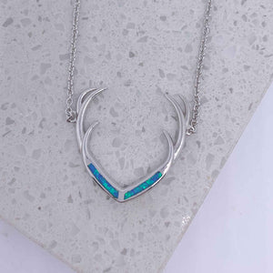 stag deer antlers opal silver nz necklace pendant