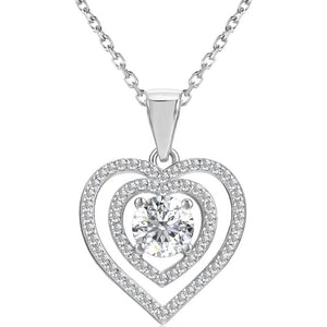 925 Sterling Silver Heart Necklace with Moissanite Stone "Le Coeur"