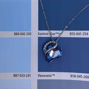 crystal silver heart necklace blue
