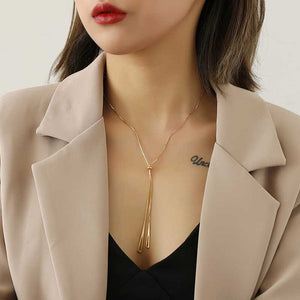 gold lariat adjustable necklace