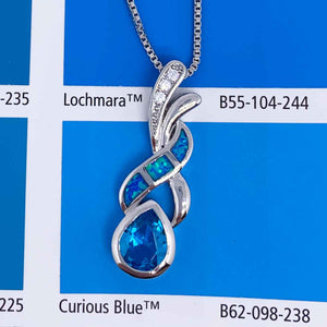 Blue silver opal necklace pendant jewellery NZ