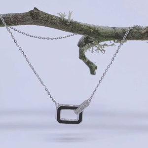 black and silver geometric necklace