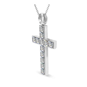 18K White Gold Crystal Cross Necklace "Ruth"