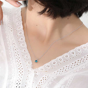 blue crystal star silver necklace for women girls